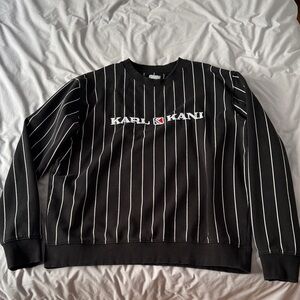 Karl Kani Y2K Black and White Striped Crewneck Sweatshirt